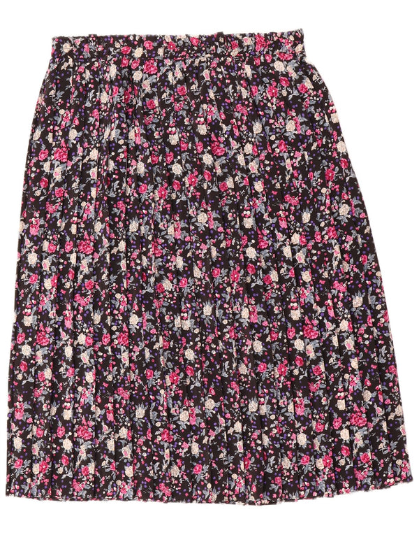 Fusta plisată vintage pentru femei UK 16 Large W38 Multicolor Floral Poliester