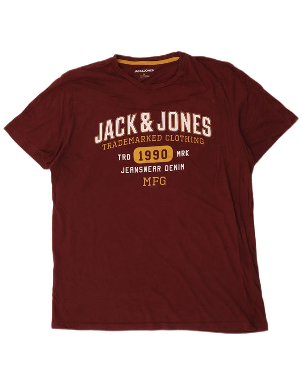 Tricou grafic Jack & Jones pentru bărbați Top XL Bumbac Burgundy