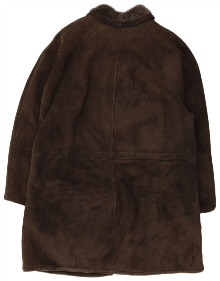 Pardesiu din shearling pentru bărbați de epocă UK 40 din piele maro mare