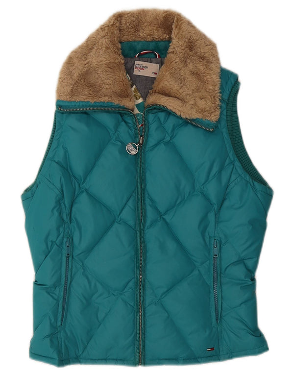 TOMMY HILFIGER Gilet căptușit pentru femei UK 10 Small Turcoaz Nylon