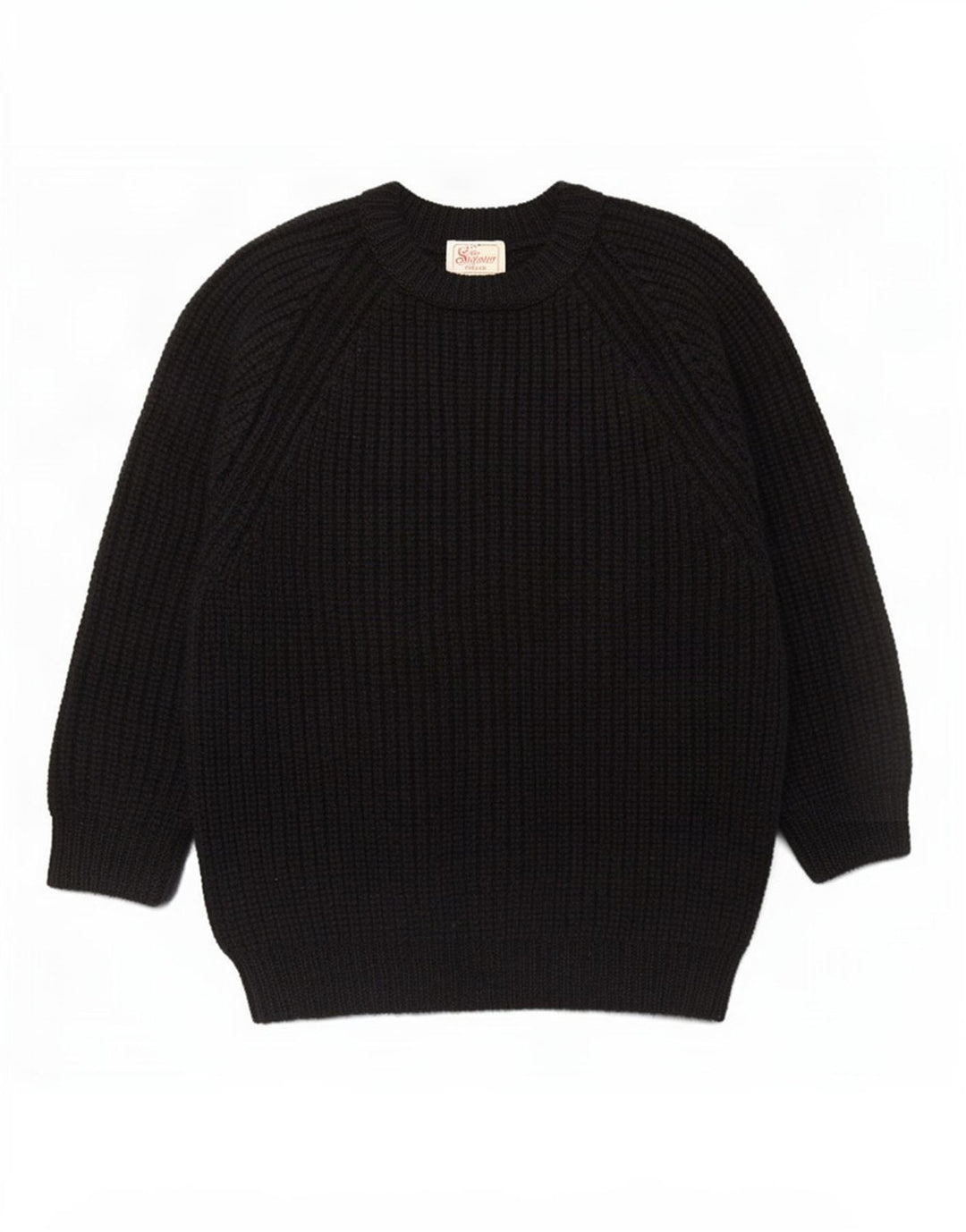 The Sweater Shop Pulover pentru bărbați cu gât de barcă, mediu negru, lână nouă