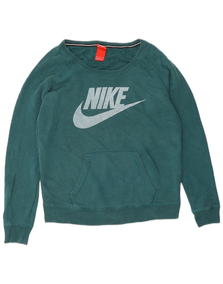 Pulover Nike pentru damă cu grafică, UK 14, bumbac verde mediu