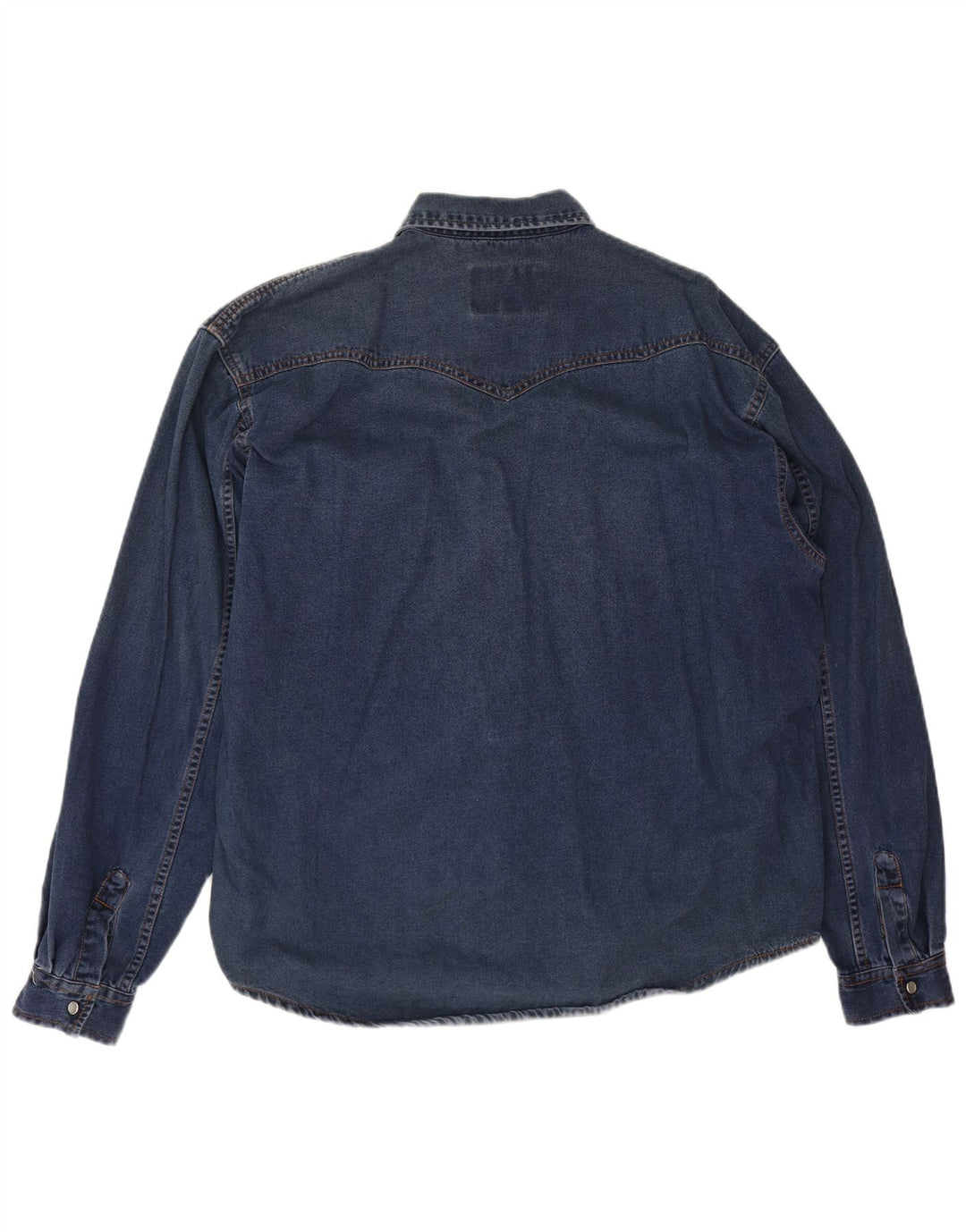 Cămașă din denim vintage pentru bărbați, bumbac albastru mediu