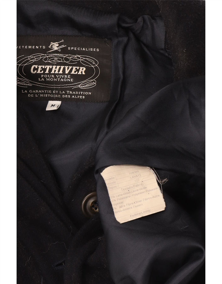 Pardesiu de schi Vintage pentru femei UK 14 Medium Bluemarin Check Wool