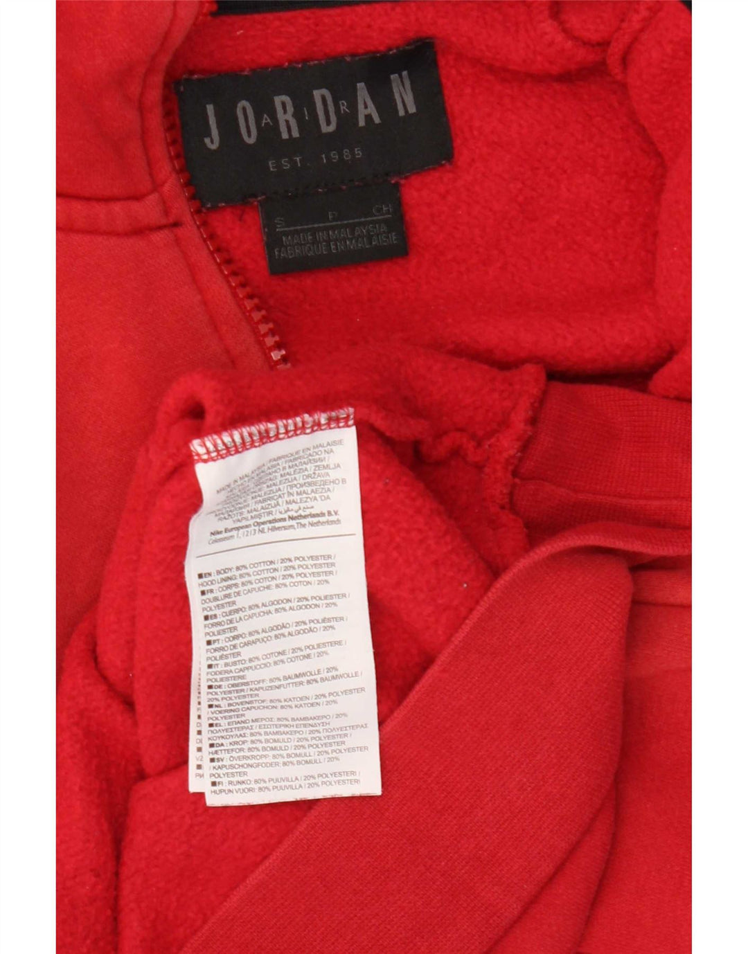 Pulover Jordan pentru bărbați, cu fermoar, bumbac, roșu