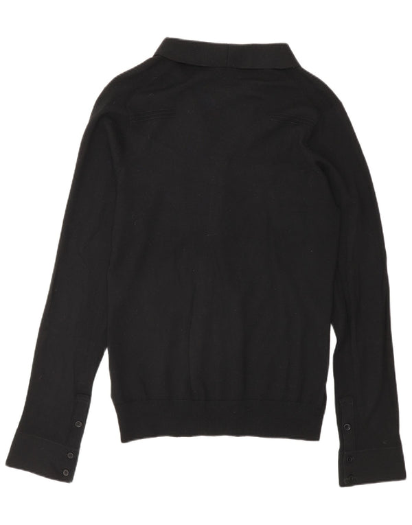 Pulover cardigan pentru femei Patrizia Pepe UK 14 Lână virgină mare neagră