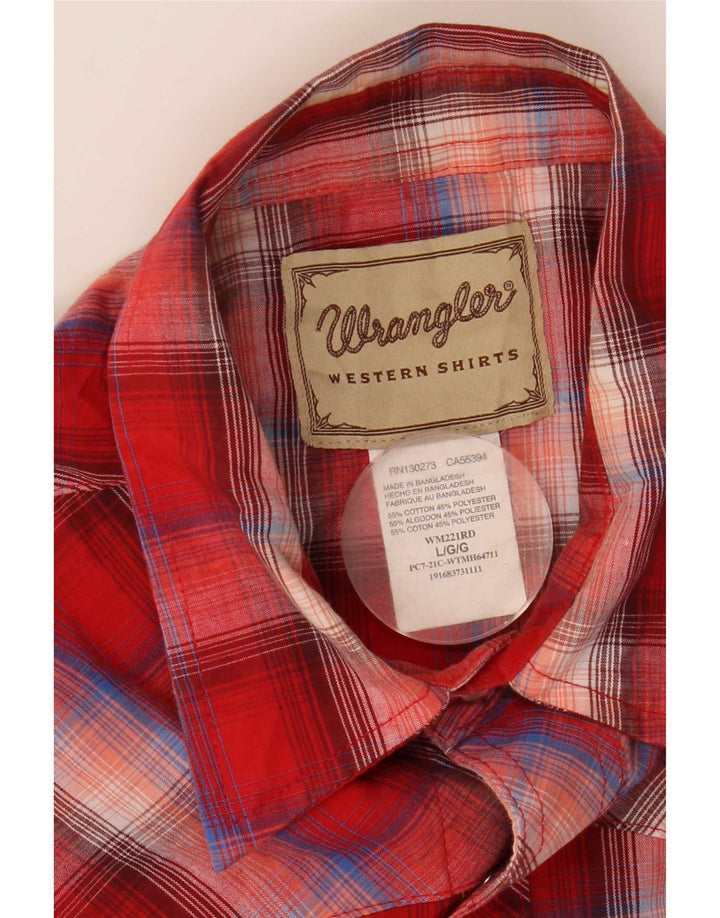 Cămașă cu mânecă scurtă pentru bărbați Wrangler, bumbac cu carouri roșii mari