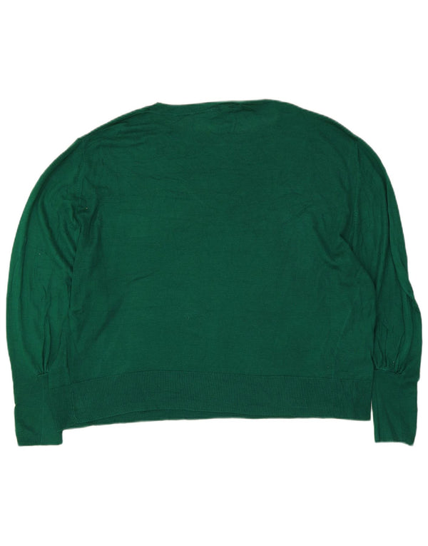 Pulover pentru femeie Zara, cu mânecă 3/4, supradimensionat, cu gât de barcă, UK 10, verde, mic
