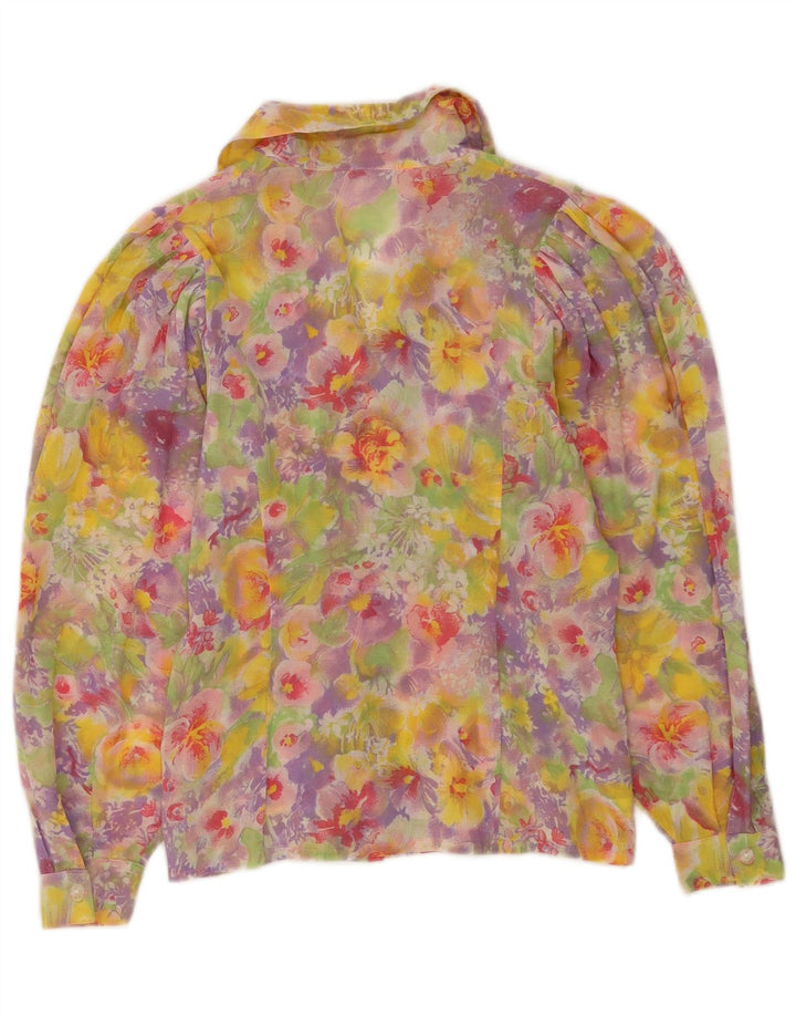 Bluză de cămașă vintage pentru femei UK 14 Medium Multicolor Floral
