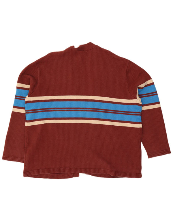 Pulover cardigan deschis relaxat pentru femei Levi's UK 18 XL bumbac cu dungi maro