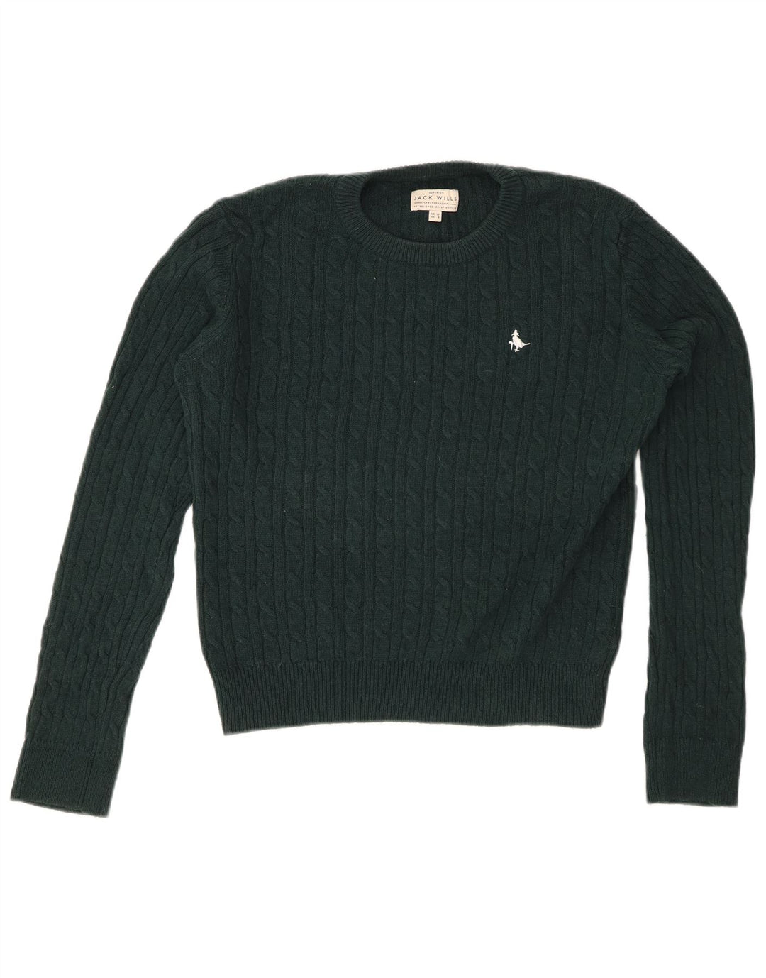 JACK WILLS Pulover crop pentru femei cu decolteu rotund Lână verde mediu UK 12