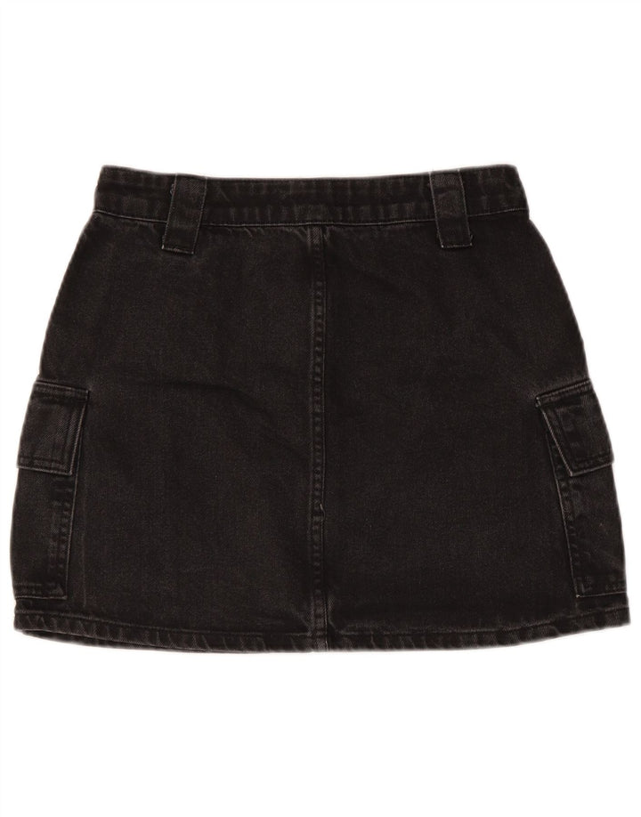 TOPSHOP Fusta Cargo Mini denim pentru femei UK 8 Small W26 Bumbac negru