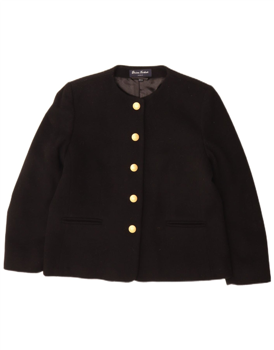Blazer pentru femei Brian Tucker, cu 5 nasturi, UK 14, lână mare, neagră