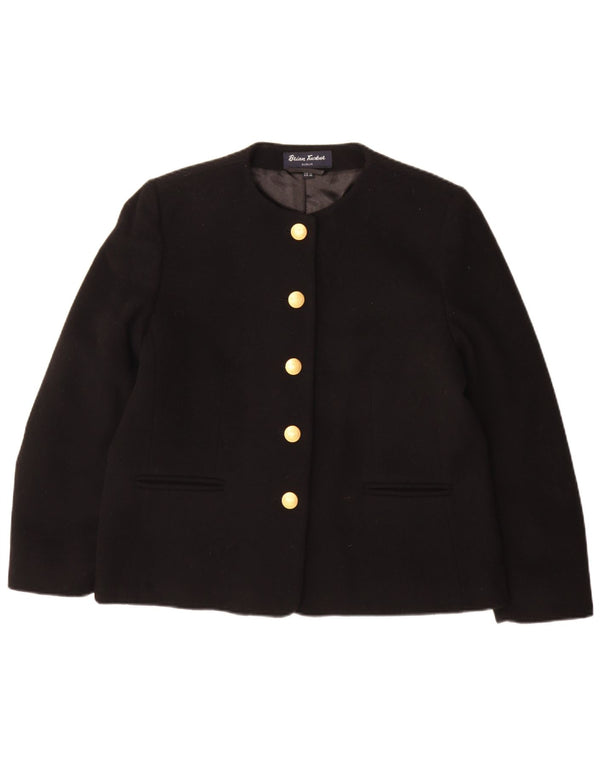 Blazer pentru femei Brian Tucker, cu 5 nasturi, UK 14, lână mare, neagră