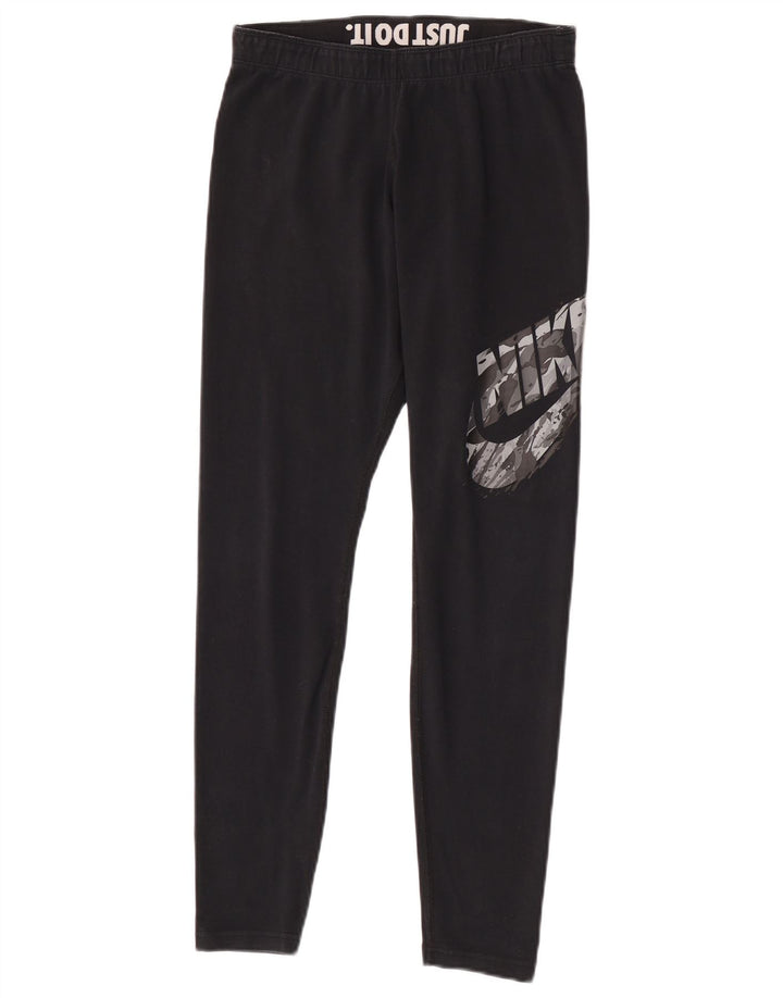 Leggings grafic Nike pentru femei UK 14, bumbac mediu negru