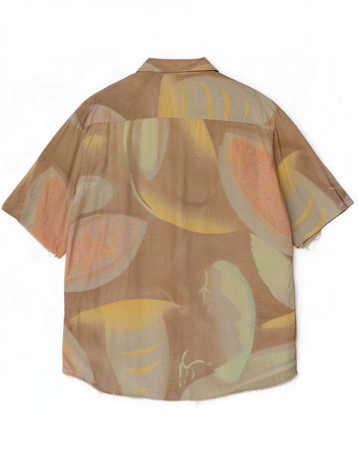 Cămașă cu mânecă scurtă pentru bărbați vintage cu model abstract, XL maro