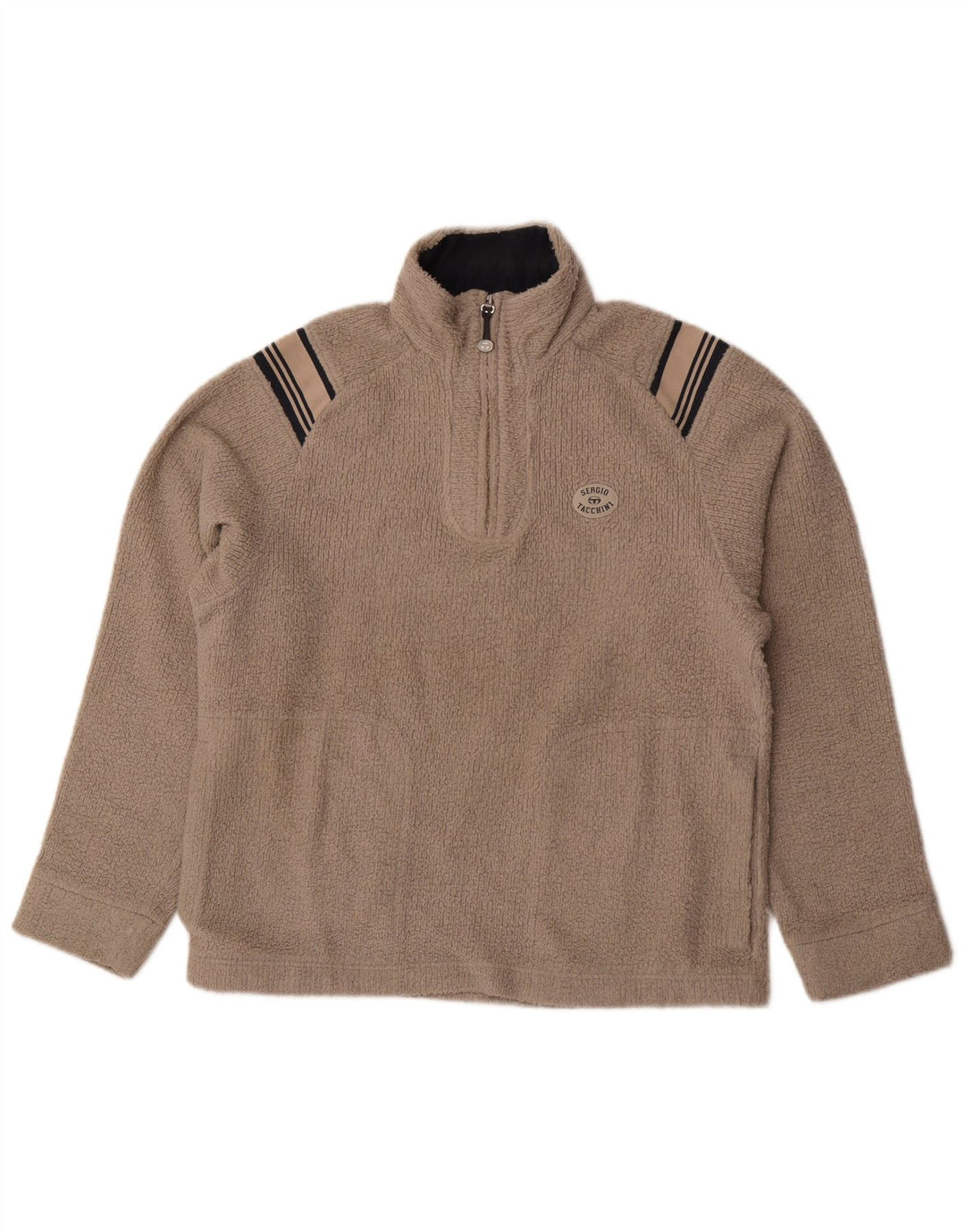 Pulover pentru bărbați Sergio Tacchini, cu fermoar și gât, cu dungi, gri mediu