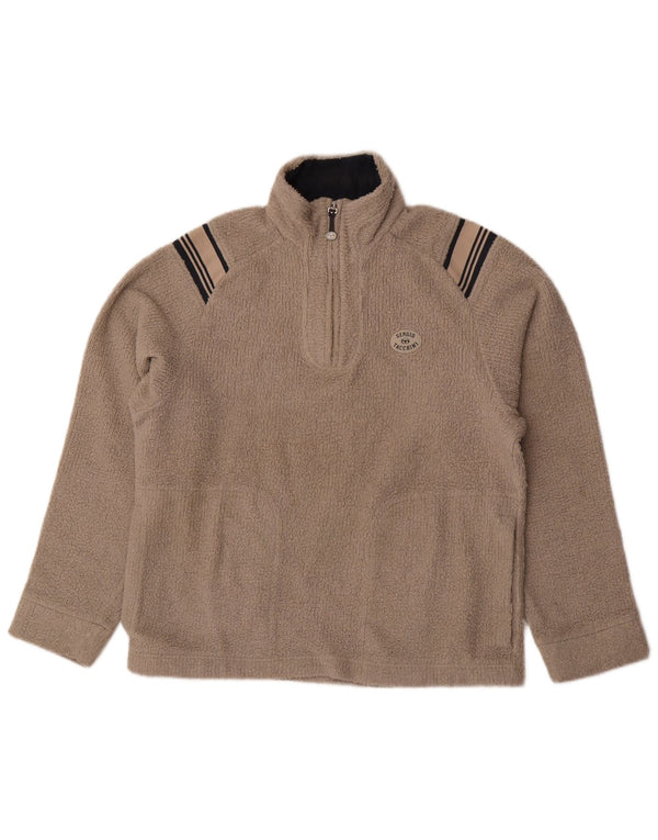 Pulover pentru bărbați Sergio Tacchini, cu fermoar și gât, cu dungi, gri mediu