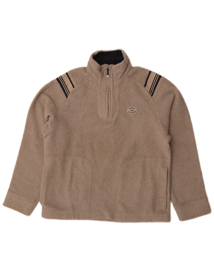 Pulover pentru bărbați Sergio Tacchini, cu fermoar și gât, cu dungi, gri mediu