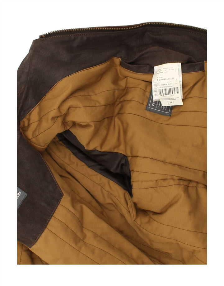 Jachetă de piele pentru bărbați LUCA D'ALTIERI UK 56 3XL piele maro
