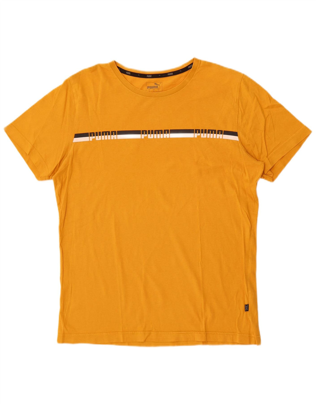 Tricou grafic Puma pentru bărbați Top din bumbac galben mediu