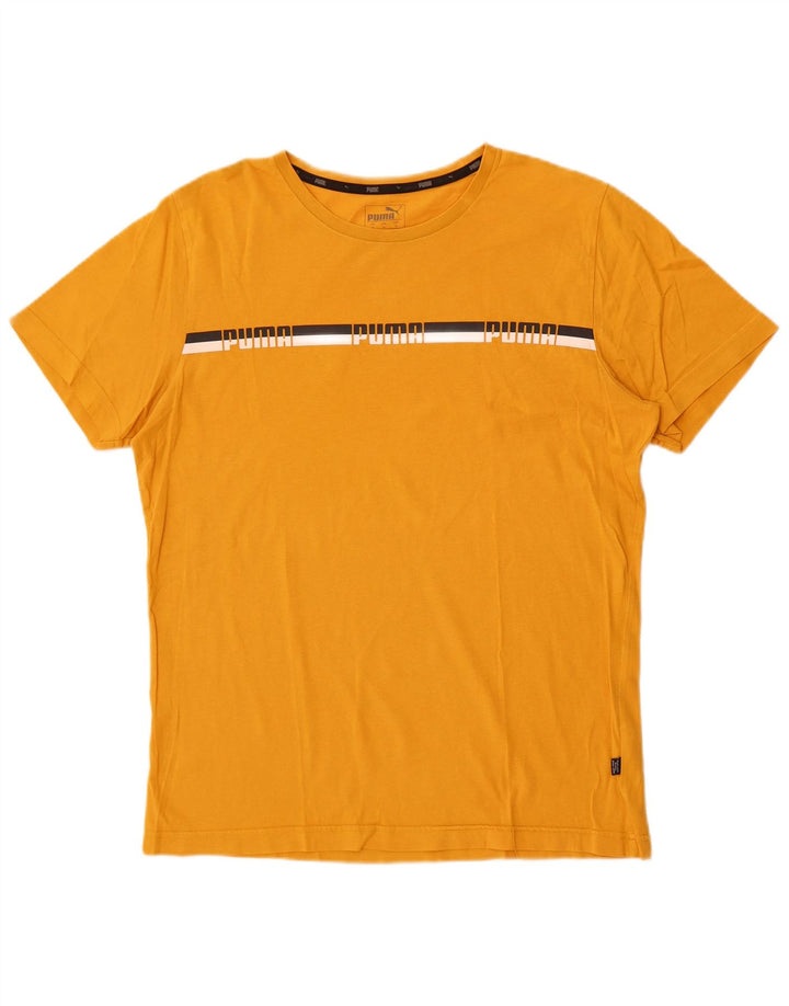 Tricou grafic Puma pentru bărbați Top din bumbac galben mediu