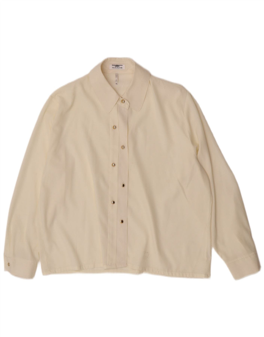 Bluză cămașă vintage pentru femei UK 14 Medium Off White Viscose