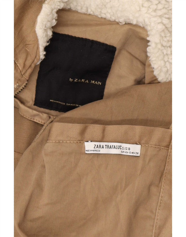 Jachetă parka cu glugă pentru bărbați Zara UK 36 Bej mic