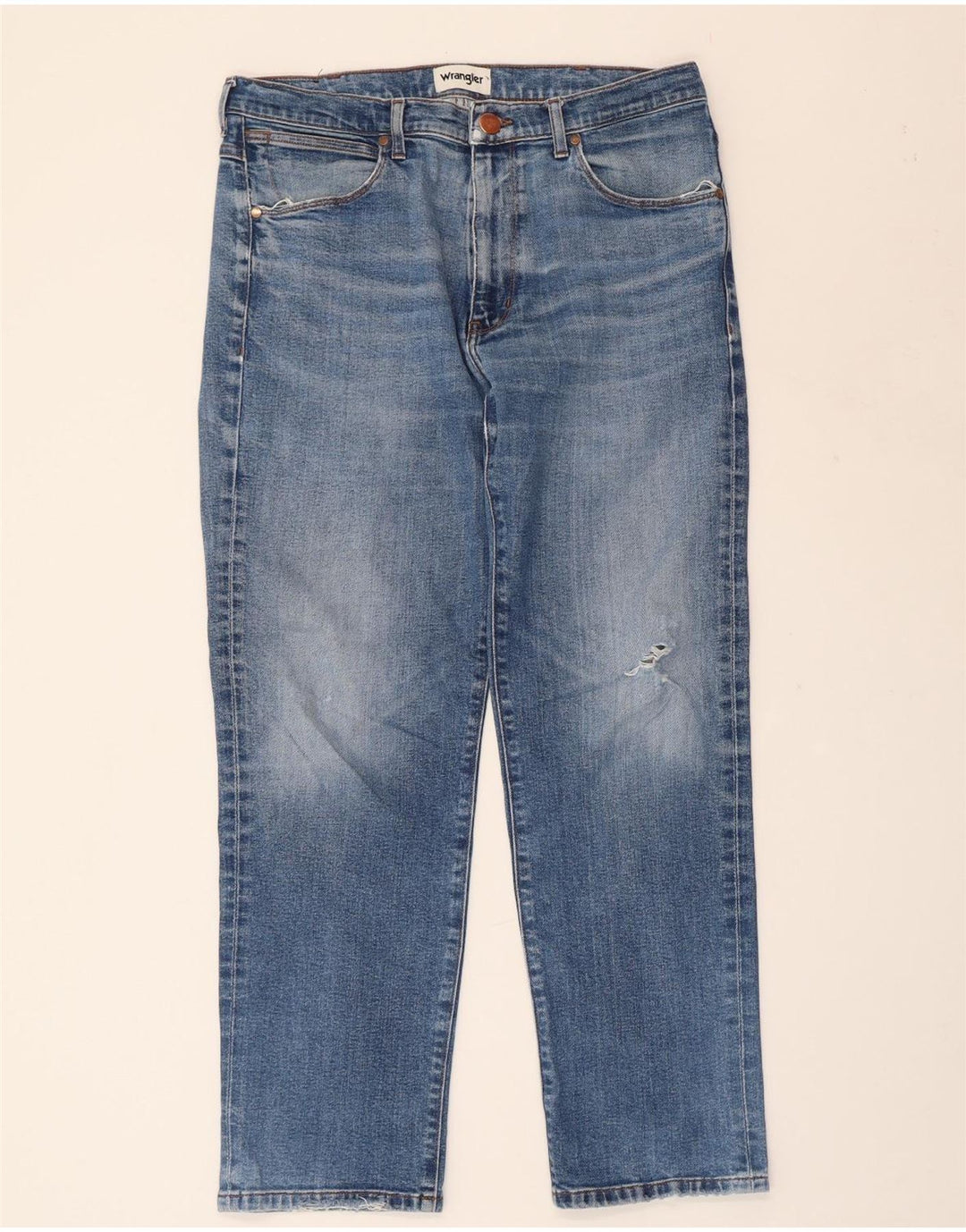 WRANGLER Blugi Distressed drepte pentru bărbați W34 L30 bumbac albastru