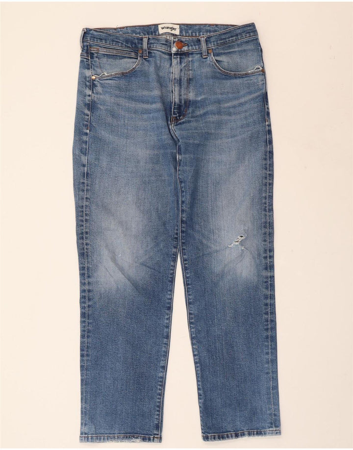 WRANGLER Blugi Distressed drepte pentru bărbați W34 L30 bumbac albastru