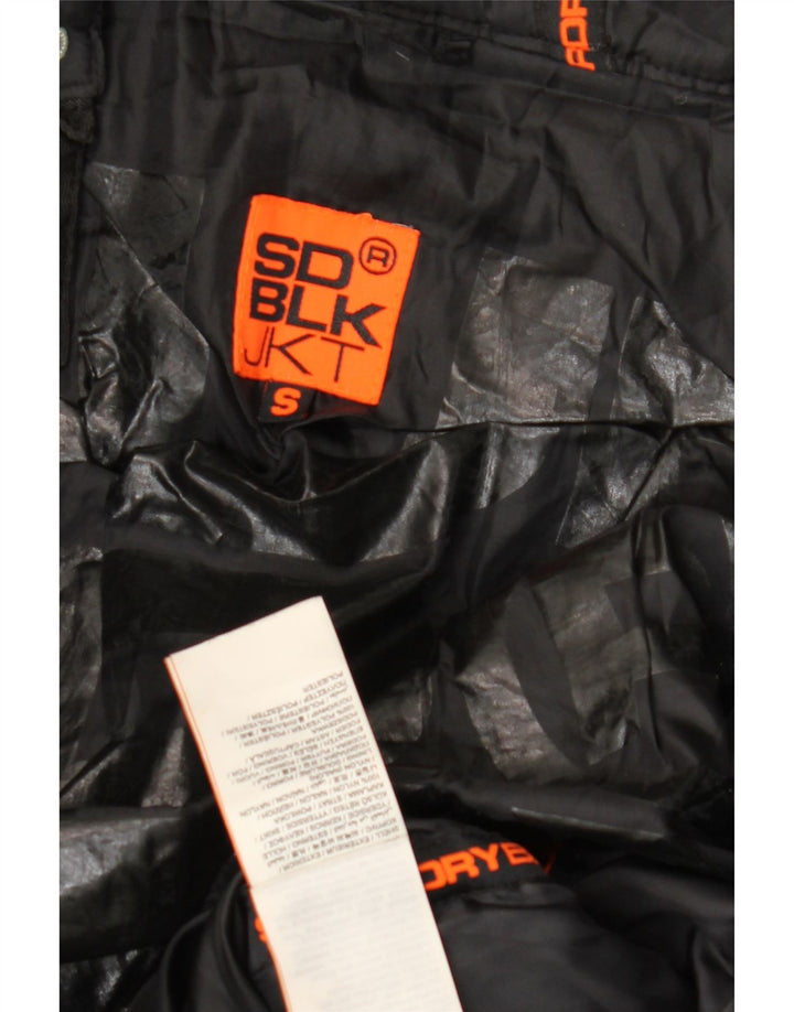 SUPERDRY Jachetă matlasată cu glugă pentru bărbați UK 36 Mic Nylon negru