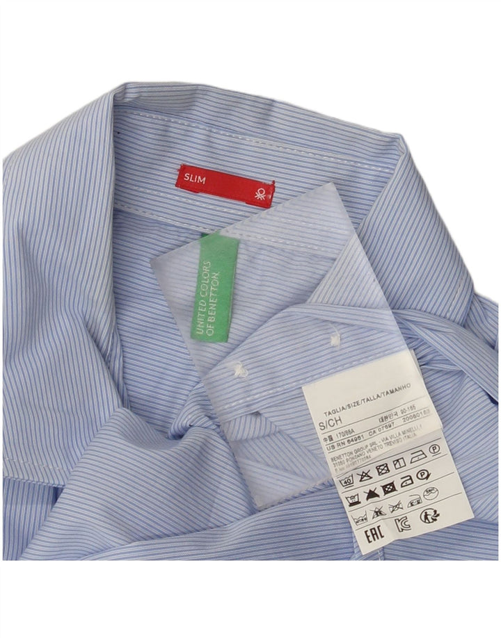 Cămașă subțire pentru bărbați Benetton, bumbac cu dungi albastre