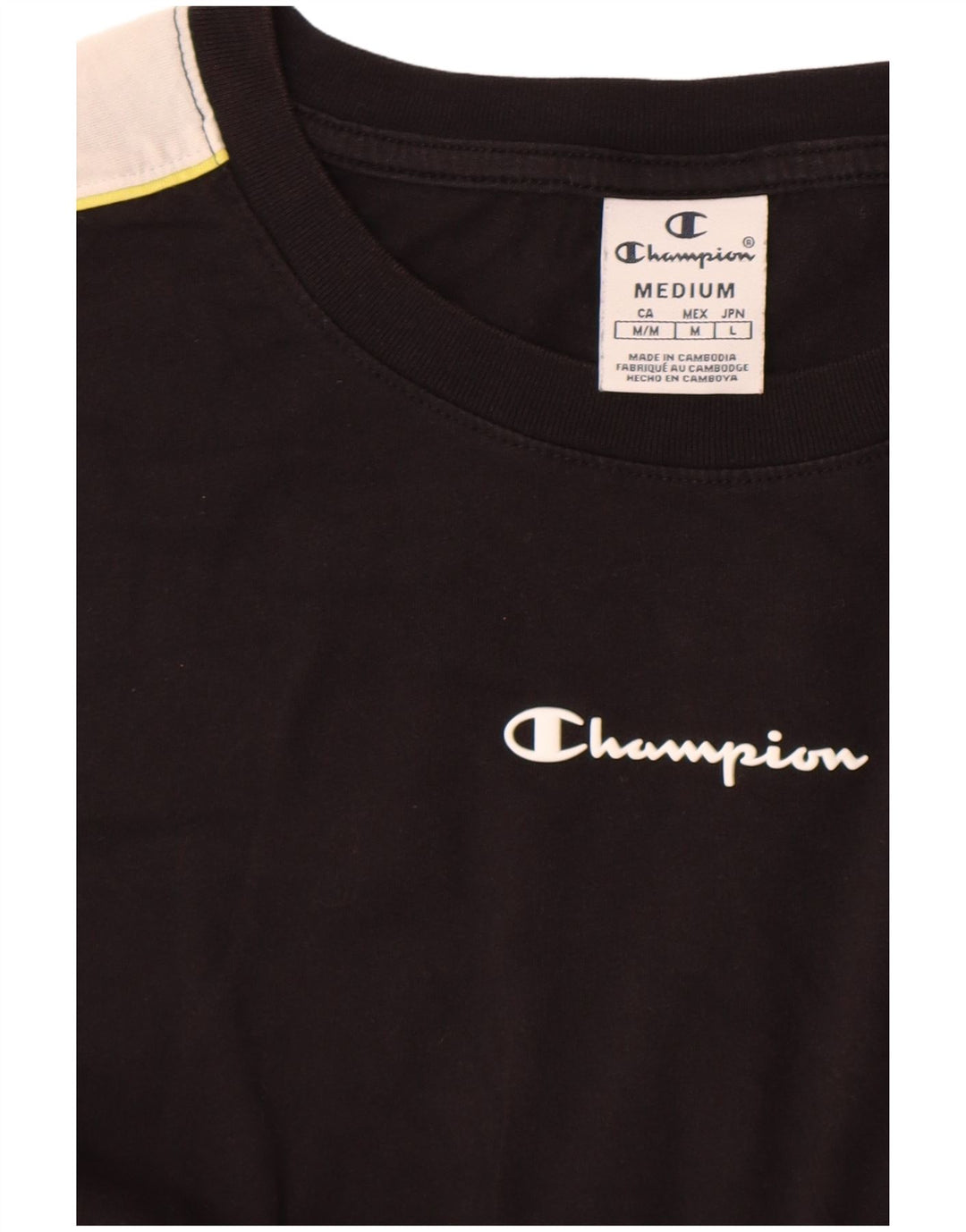 Tricou cu grafic crop Champion pentru femei Top UK 12 Medium Black Colorblock