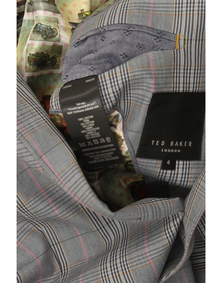 Jachetă pentru bărbați Ted Baker cu 2 nasturi, mărime 4, bumbac cu carouri, gri mare