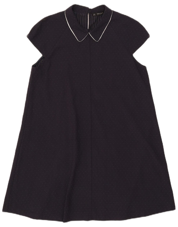 Rochie în formă de A pentru femei Zara UK 14, mare, bleumarin, poliester cu pete