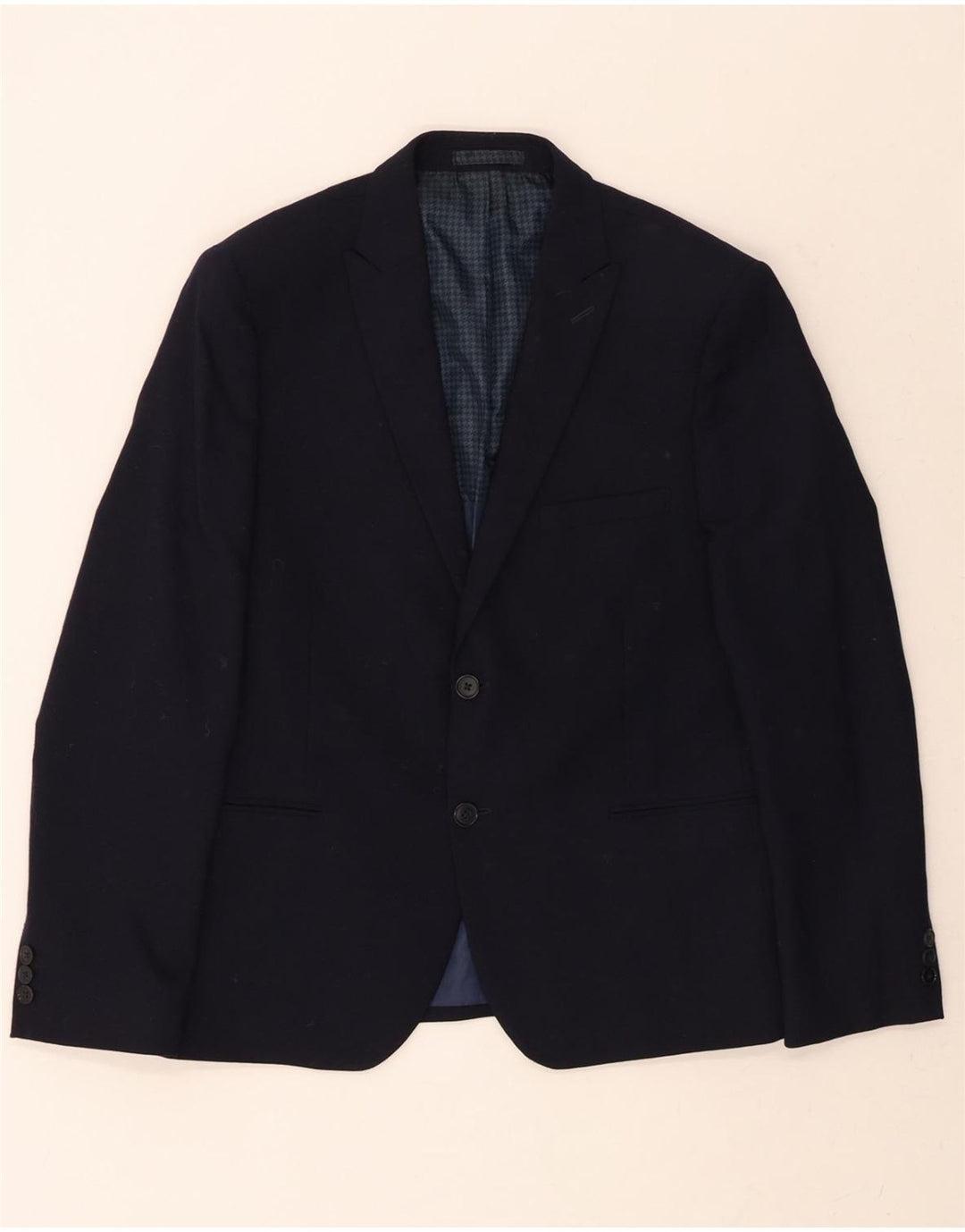 MARKS & SPENCER Mens 2 Button Blazer Jacket UK 42 XL Navy Blue Wool Vintage Marks & Spencer and Second-Hand Marks & Spencer from Messina Hembry 