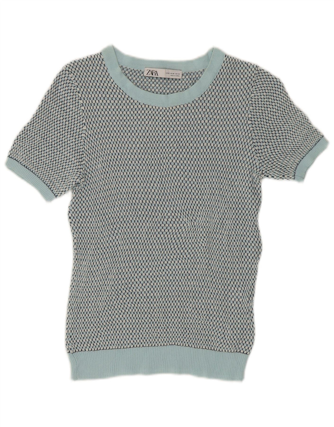 Pulover cu decolteu scurt pentru femei Zara UK 12 Medium Green Spotted