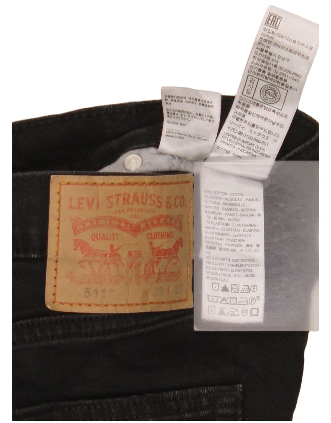 Blugi Levi's 511 Slim pentru bărbați W36 L32 bumbac negru