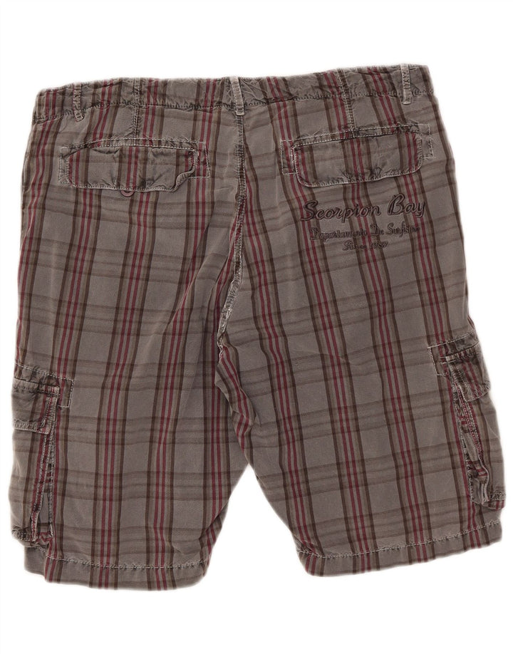 Pantaloni scurți cargo pentru bărbați Scorpion Bay W36, bumbac cu carouri, gri mari