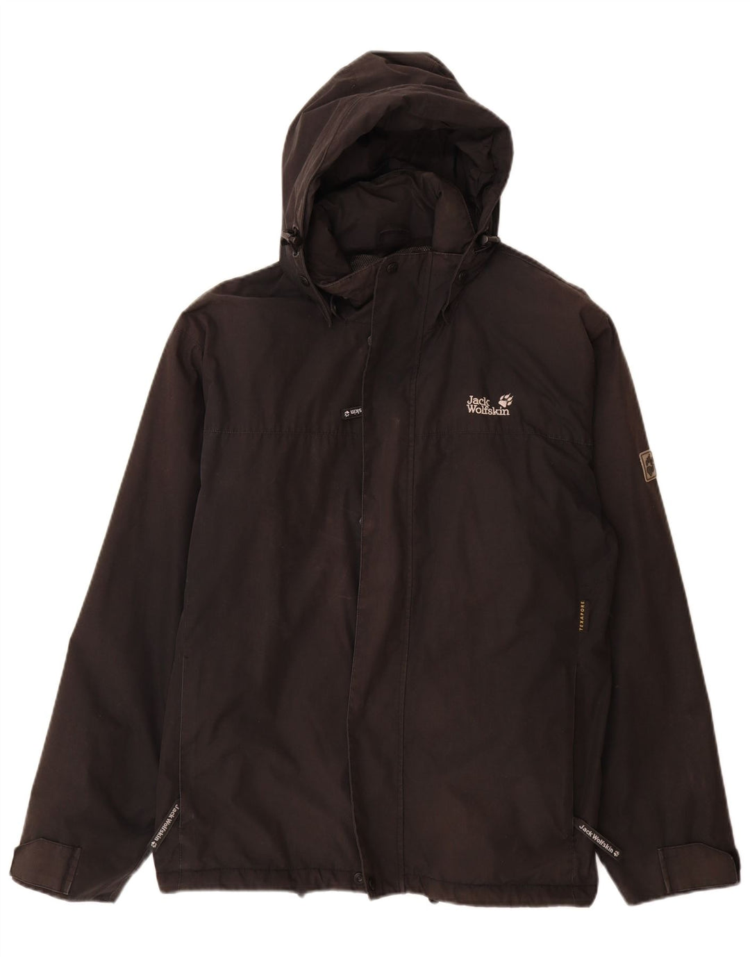 Jack Wolfskin Jachetă de vânt cu glugă pentru bărbați UK 40/42 Poliester negru mare