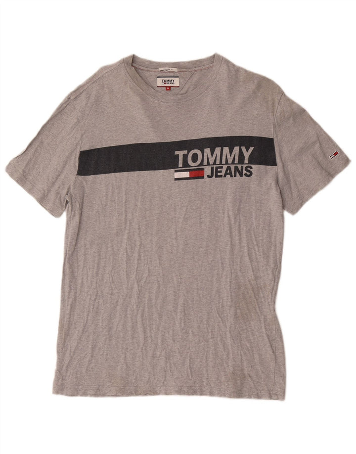 Tricou cu grafic Tommy Hilfiger pentru bărbați, cu croiala normală, din bumbac, gri mediu