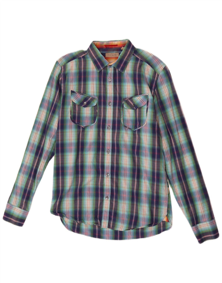Cămașă pentru bărbați Ted Baker Mărimea 3, bumbac cu carouri, multicoloră, medie