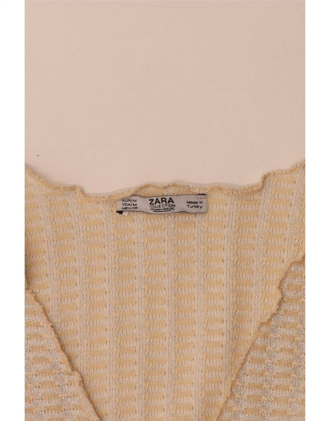 Bluză Crop din tricot pentru femei Zara UK 14 Medium Bej cu pete