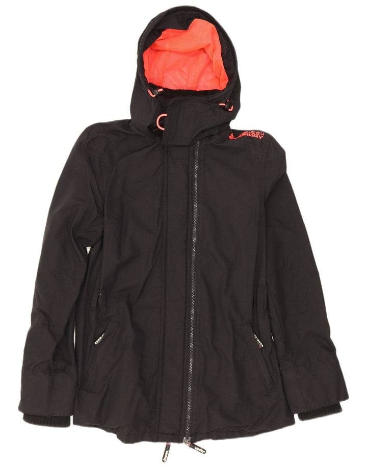 Jachetă de ploaie cu glugă The Windmac pentru femei Superdry UK 36 Poliester negru mic