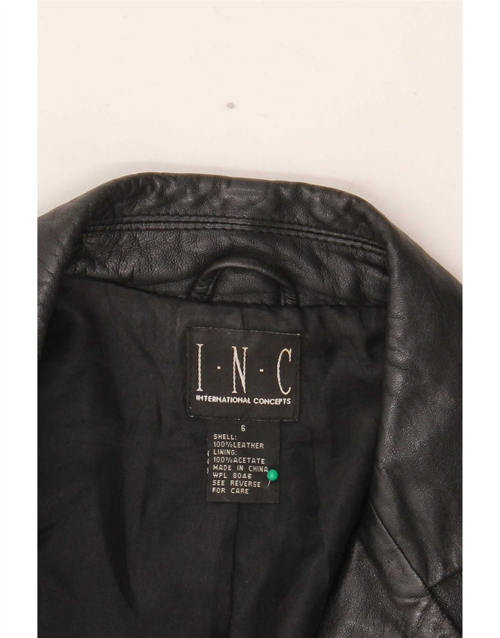 Jachetă de piele pentru femei International Concepts US 6 Medium Black