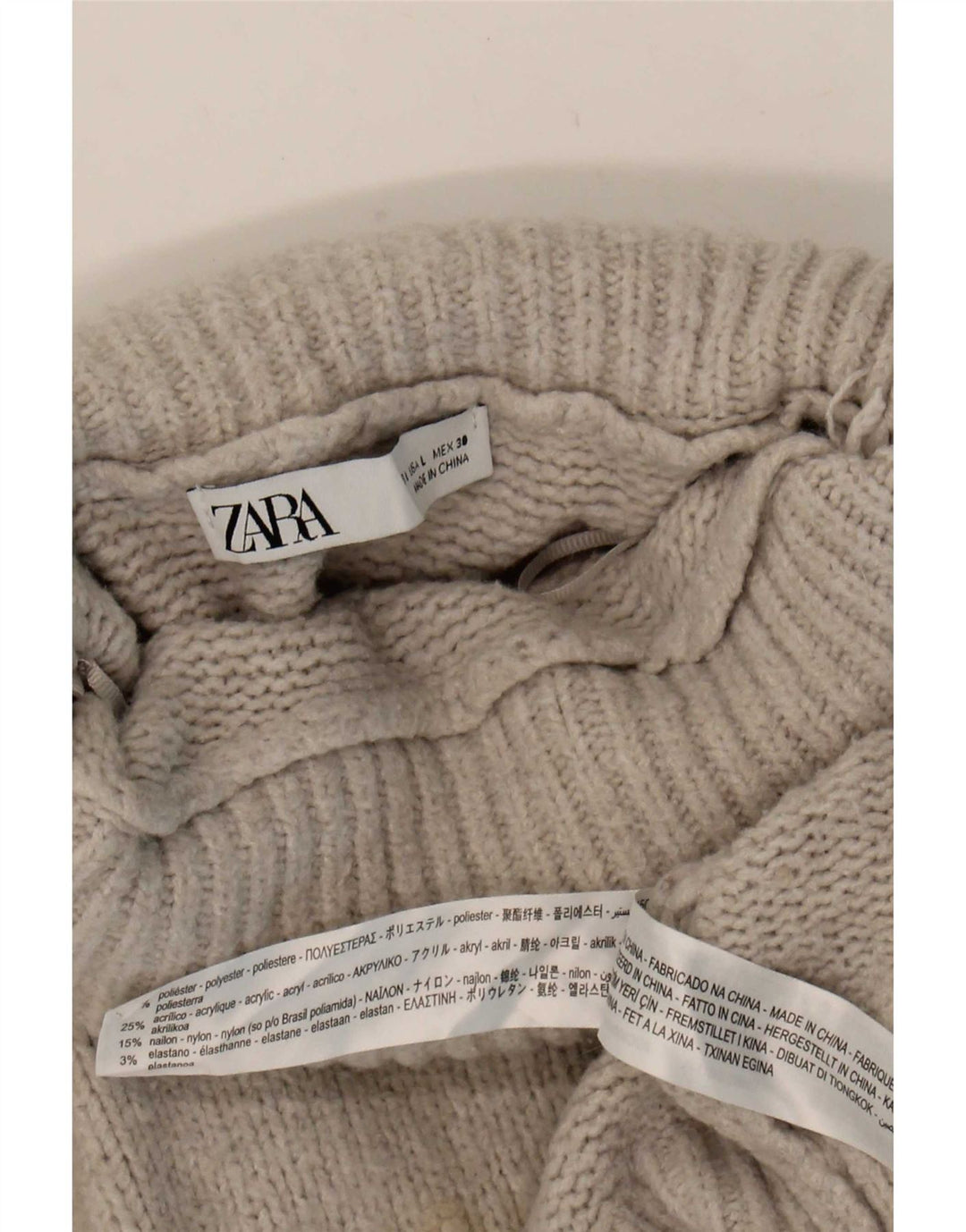 Pulover de damă Zara supradimensionat cu gât rulat, poliester mare, gri, UK 14