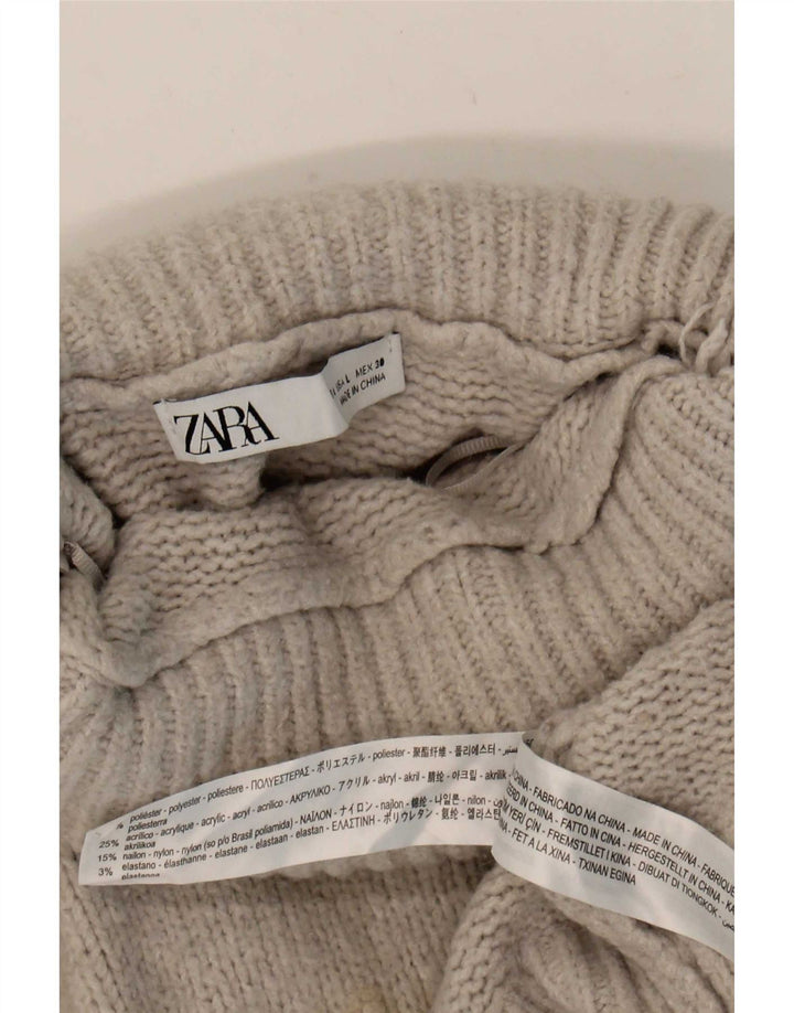 Pulover de damă Zara supradimensionat cu gât rulat, poliester mare, gri, UK 14