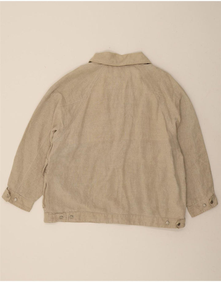 POST CARD Womens Oversized Bomber Jacket EU 44 XL Beige Linen Vintage Post Card and Second-Hand Post Card from Messina Hembry 