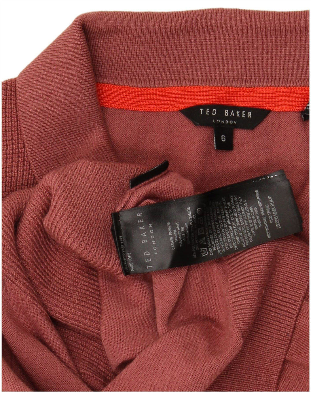 Tricou polo pentru bărbați Ted Baker Mărimea 6 2XL Poliester roșu