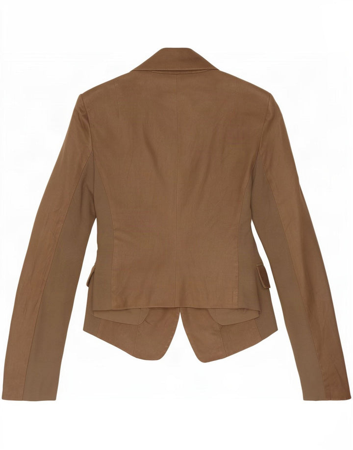Patrizia Pepe Jachetă Blazer din piele cu 2 nasturi pentru femei IT 44 Maro Mediu
